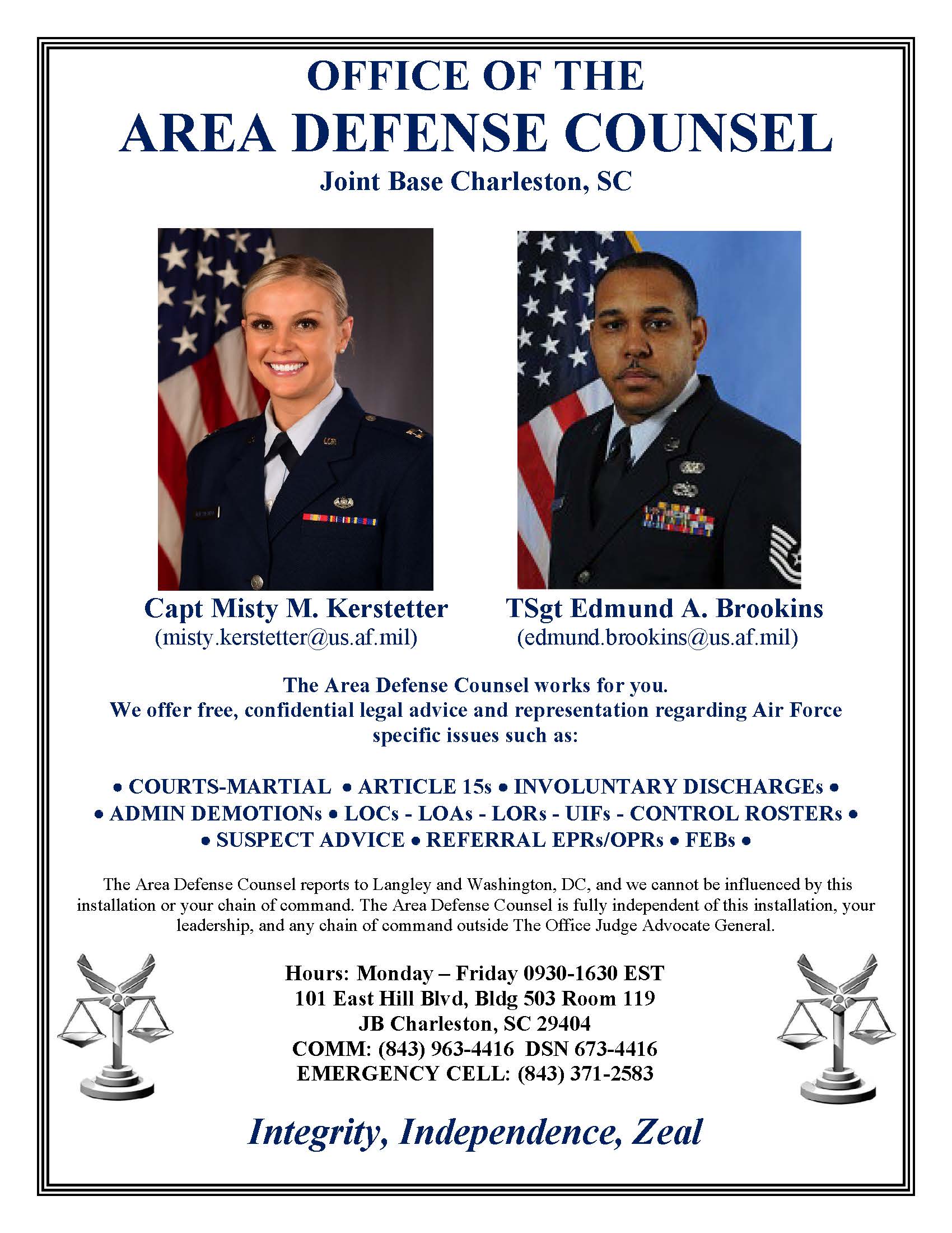 A poster for the Area Defense Counsel
