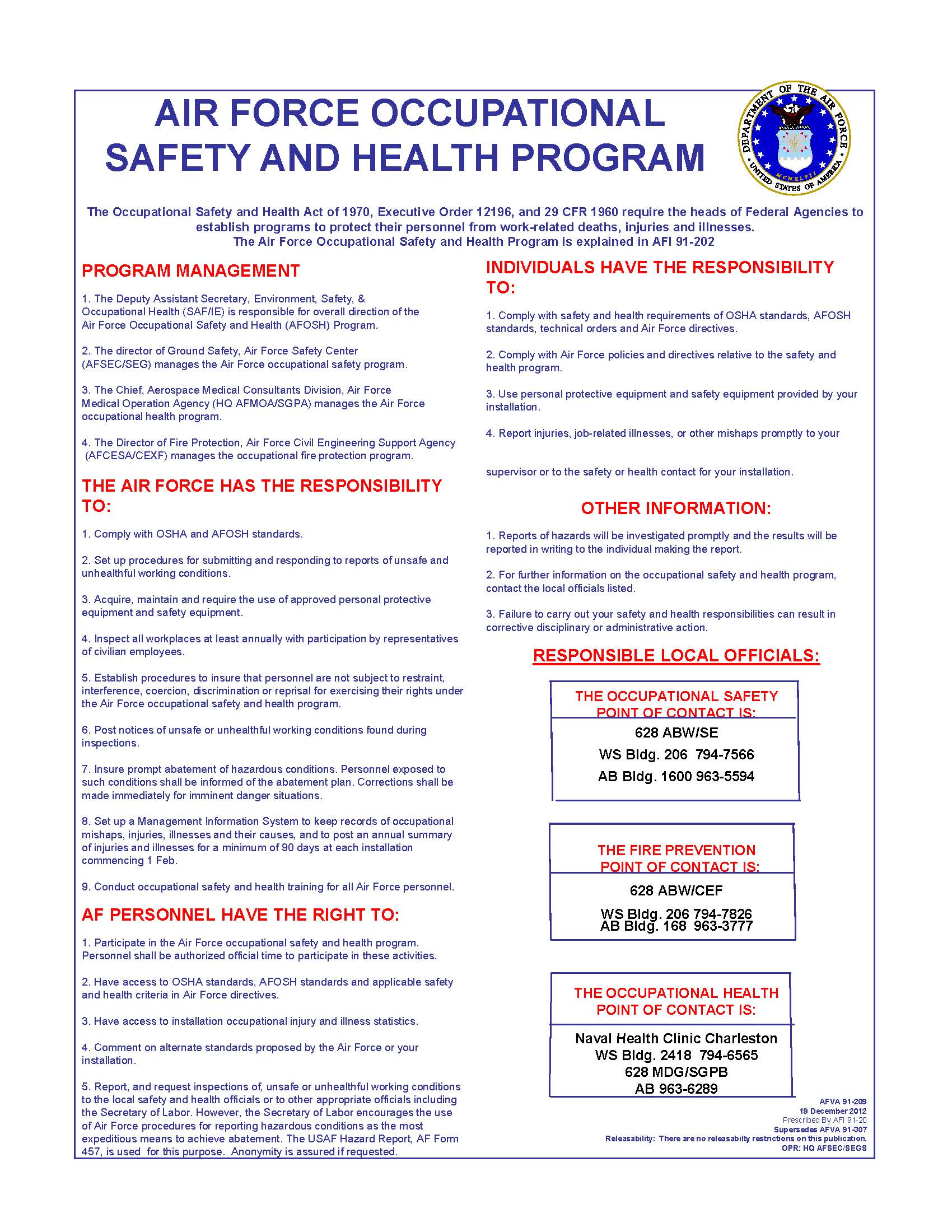 A poster about Occuaptional Health and Safety