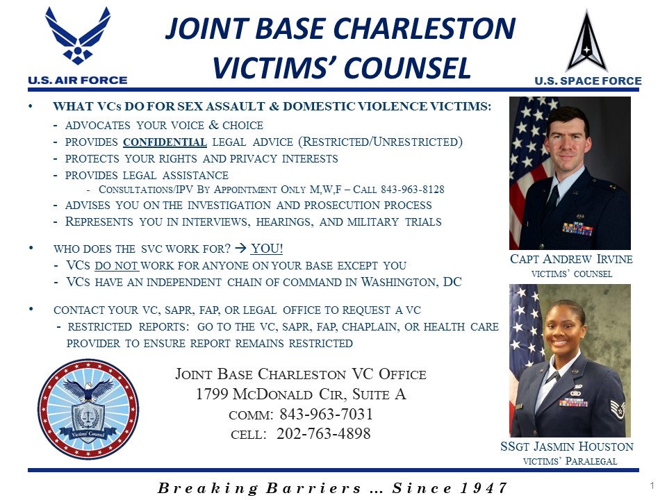 A photo that outlines the Victims Counsel program