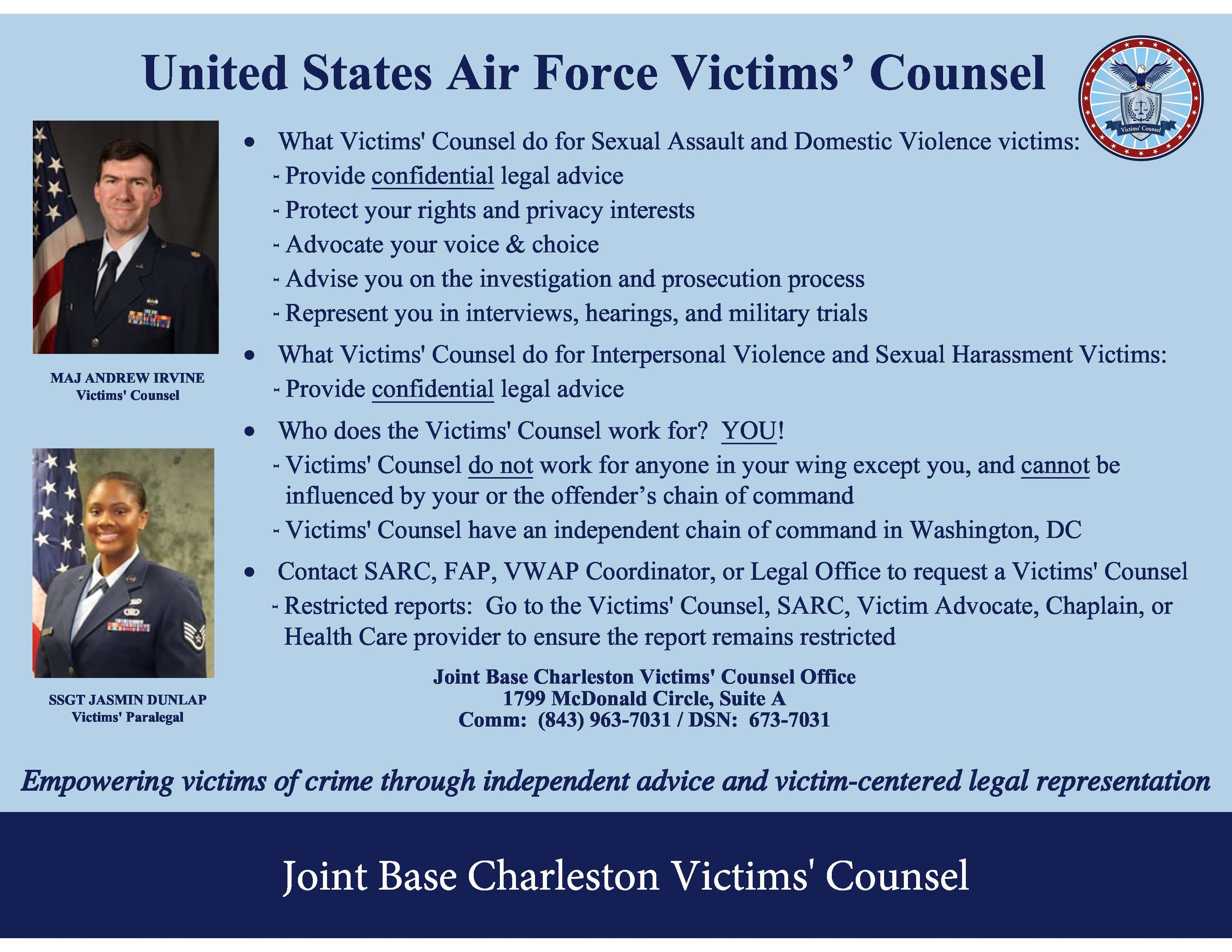 A poster for the USAF Victims' Counsel