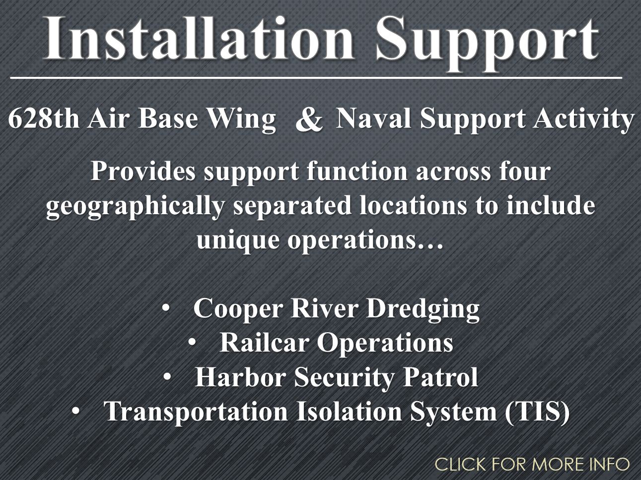 An infographic for Installation Support