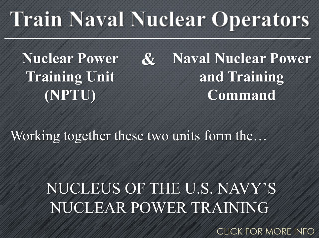 An infographic for Train Naval Nuclear Operators
