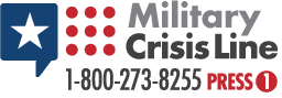 A logo for the Military Crisis Line 1-800-273-8255. Press 1.